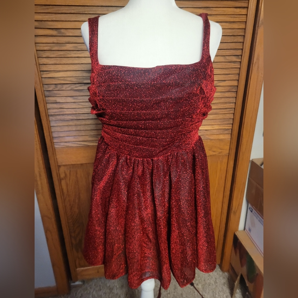 Amazon‎ Red Sparkle Mini Formal Dress Size 16 NEW Womans